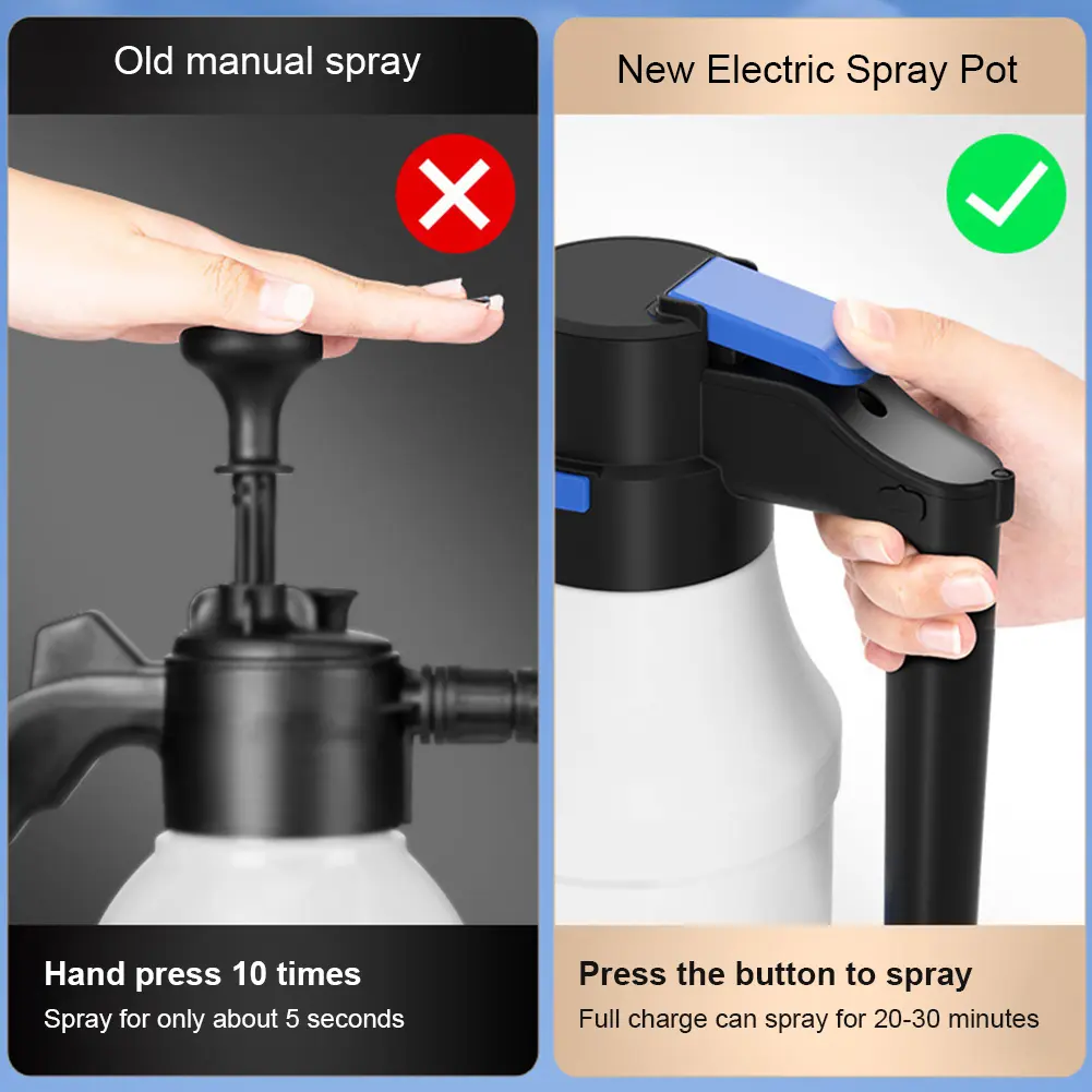 1.5L Foaming Pump Watering Can USB Rechargeable Electric Car Wash Spray Bottle Hand Pump Foam Sprayer Car Home Cleaning Tools
