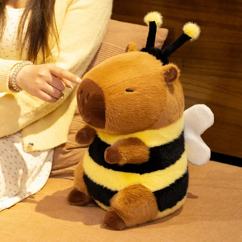 Cute Bee Capybara Plush Toy Creative Simulation Bee Capybara Plush Doll Soft Stuffed Animal Toy Kid Birthday Gifts Room Decor