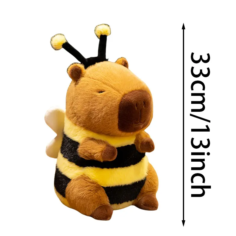 Cute Bee Capybara Plush Toy Creative Simulation Bee Capybara Plush Doll Soft Stuffed Animal Toy Kid Birthday Gifts Room Decor