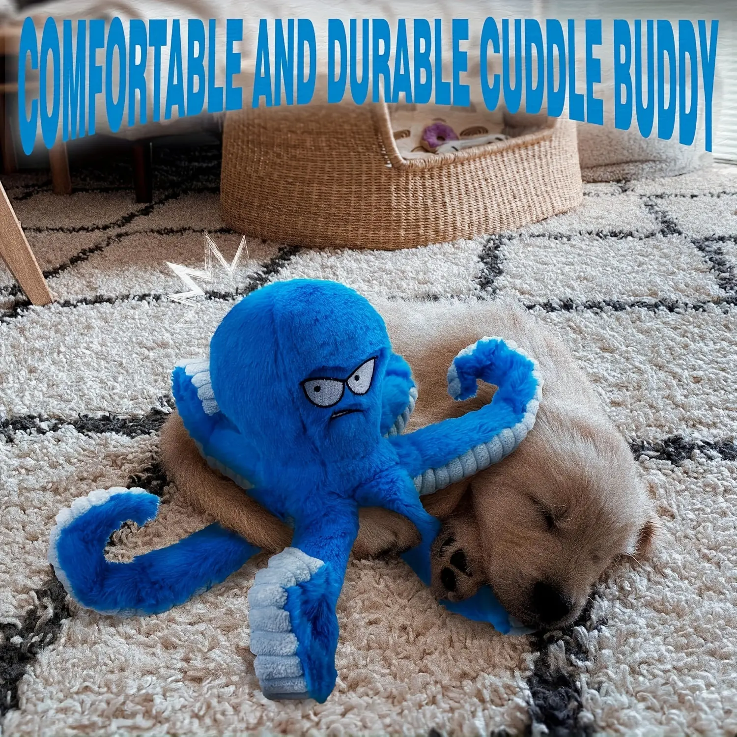 Octopus Pet Plush Toy Cat Dog Squeaker Squeaky Octopus Toy Bite Resistant Puppy Interactive Training Teeth Cleaning Chew Toys
