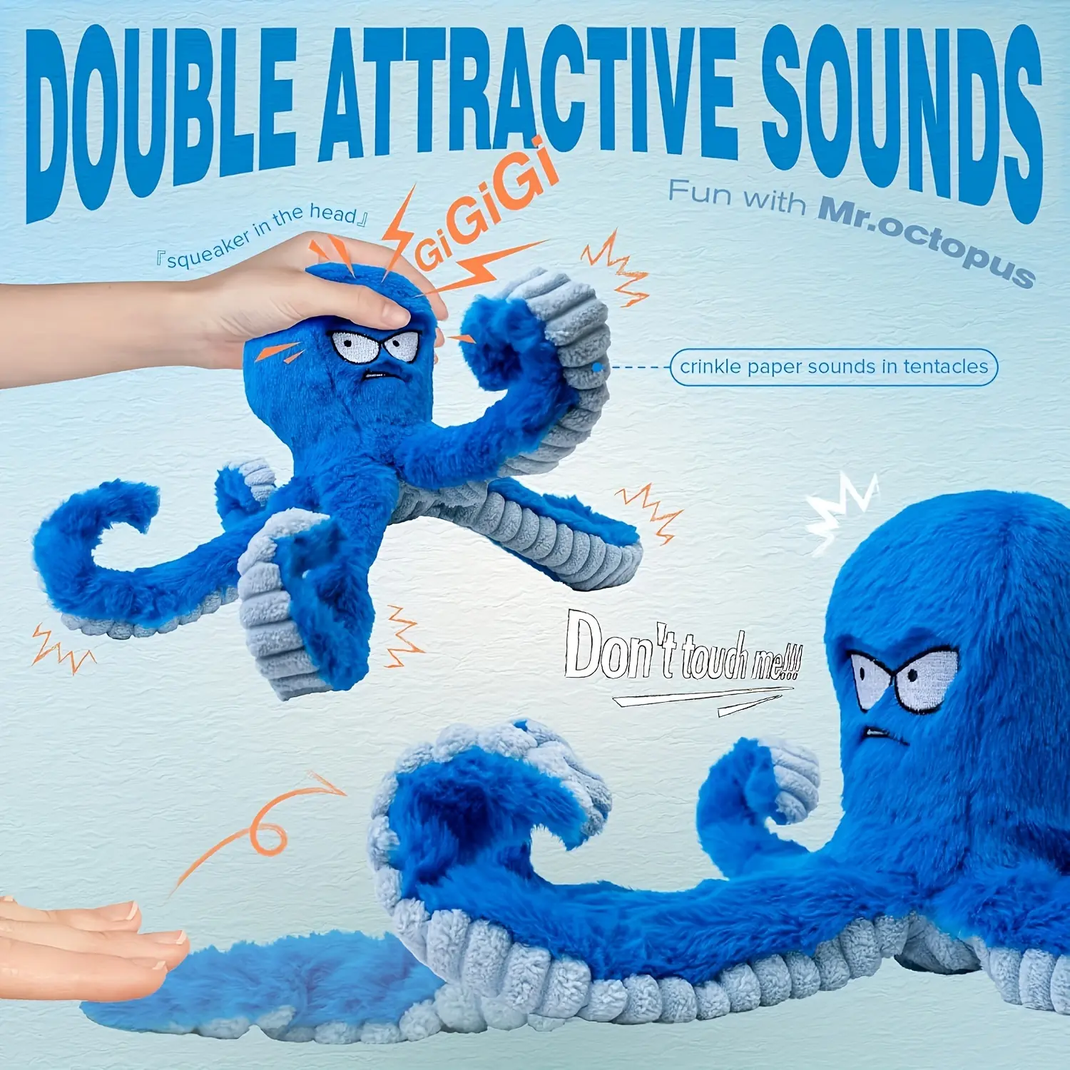 Octopus Pet Plush Toy Cat Dog Squeaker Squeaky Octopus Toy Bite Resistant Puppy Interactive Training Teeth Cleaning Chew Toys