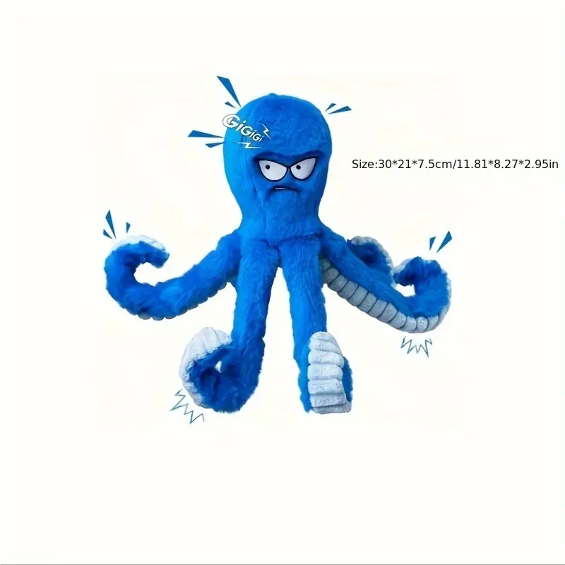 Octopus Pet Plush Toy Cat Dog Squeaker Squeaky Octopus Toy Bite Resistant Puppy Interactive Training Teeth Cleaning Chew Toys