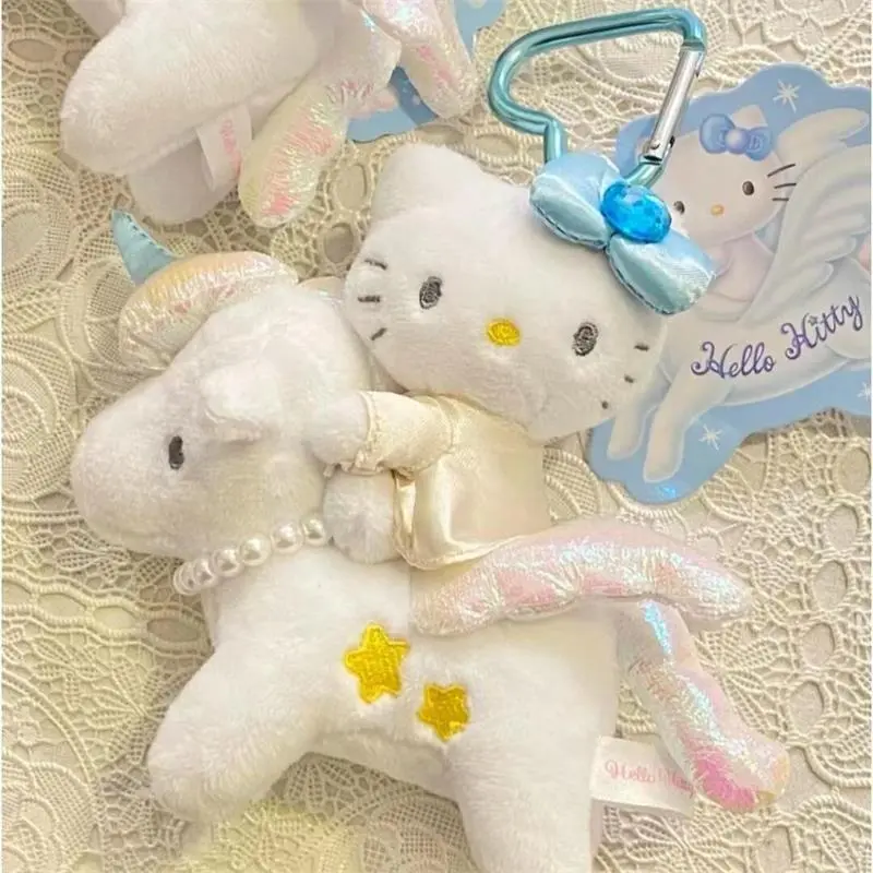 Cute Anime Sanrio KT Cat Plush Doll Stuffed Toy Keychain Pendant Sweet KT Cat Bag Hanging Ornaments Kid Ragdoll Girly Gifts