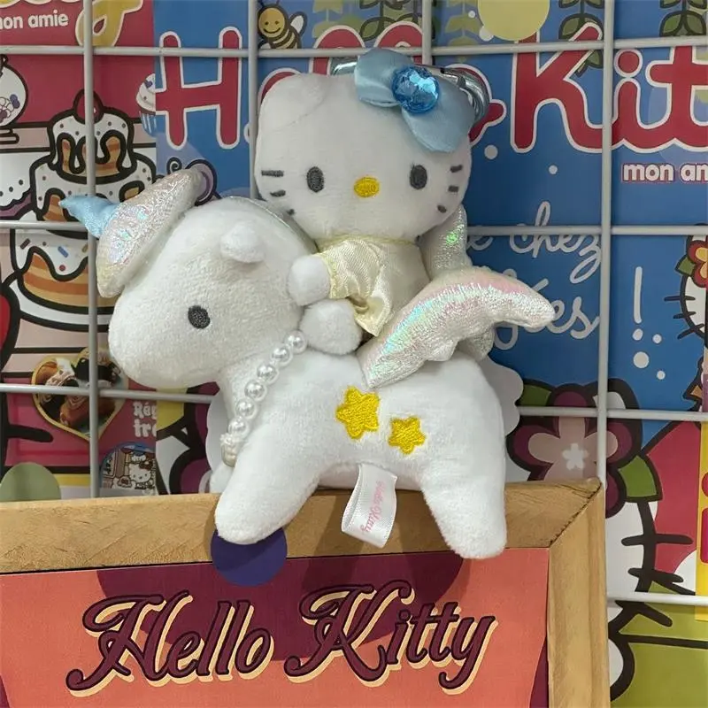 Cute Anime Sanrio KT Cat Plush Doll Stuffed Toy Keychain Pendant Sweet KT Cat Bag Hanging Ornaments Kid Ragdoll Girly Gifts
