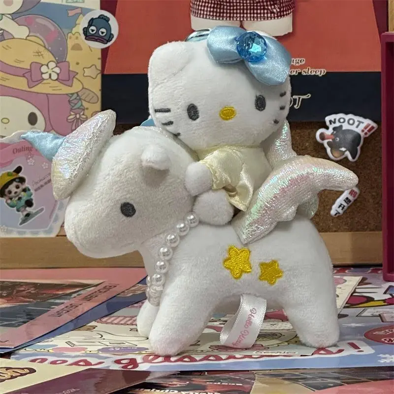 Cute Anime Sanrio KT Cat Plush Doll Stuffed Toy Keychain Pendant Sweet KT Cat Bag Hanging Ornaments Kid Ragdoll Girly Gifts