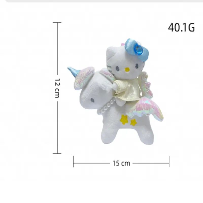 Cute Anime Sanrio KT Cat Plush Doll Stuffed Toy Keychain Pendant Sweet KT Cat Bag Hanging Ornaments Kid Ragdoll Girly Gifts