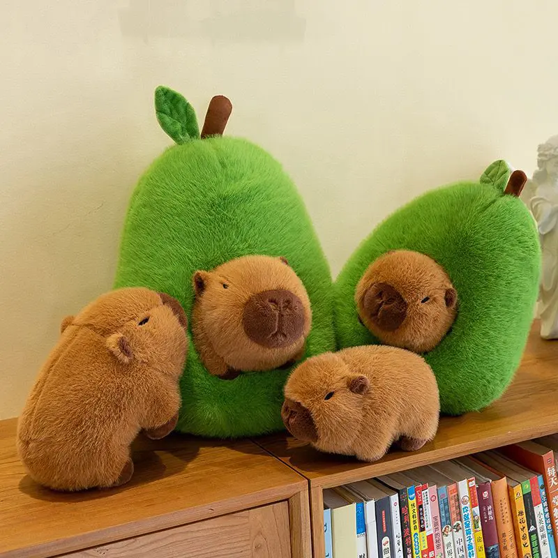 Adorable Capybara In Avocado Plushie Soft Fuzzy Plush Pig Hide In Adorable Plush Capibara Toy Throw Pillow Birthday Gift
