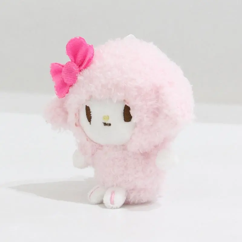 1 Piece Cartoon Anime Pink Lamb Pendant Stuffed Toy Kawaii Sanrio Piano Plush Keychain Bag Decoration Gift
