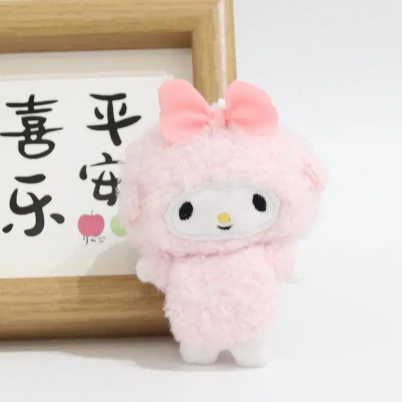 1 Piece Cartoon Anime Pink Lamb Pendant Stuffed Toy Kawaii Sanrio Piano Plush Keychain Bag Decoration Gift
