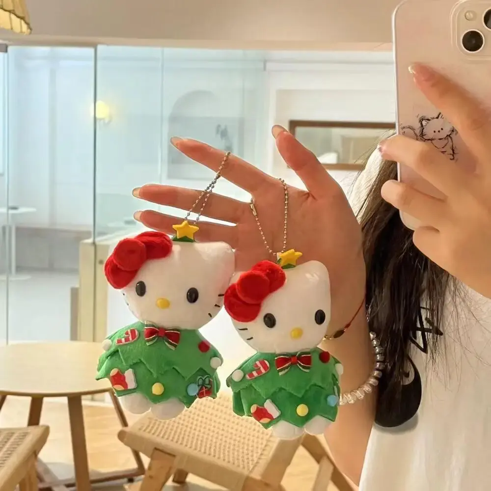 Sanrio Kawaii HelloKitty Plush Doll Keychains Cartoon Kitty Cat Doll Toys Pendant Fashion Keyring Bag Accessories Holiday Gifts