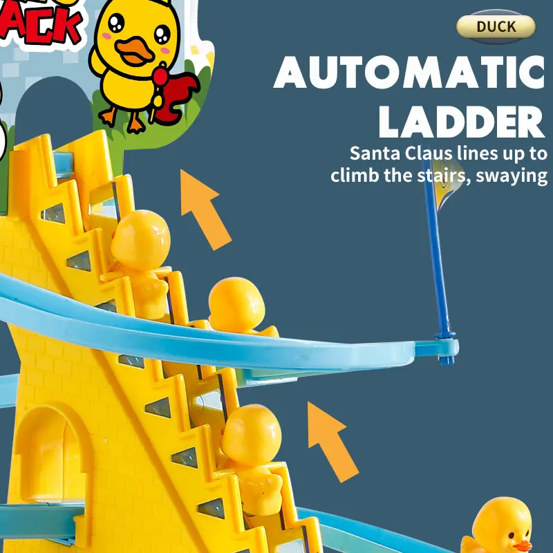 Little Duck Climbing Stairs, Cute Baby Electric Singing Toy, Kids Interactive Early Education Animal Duck Slide Holiday Gift