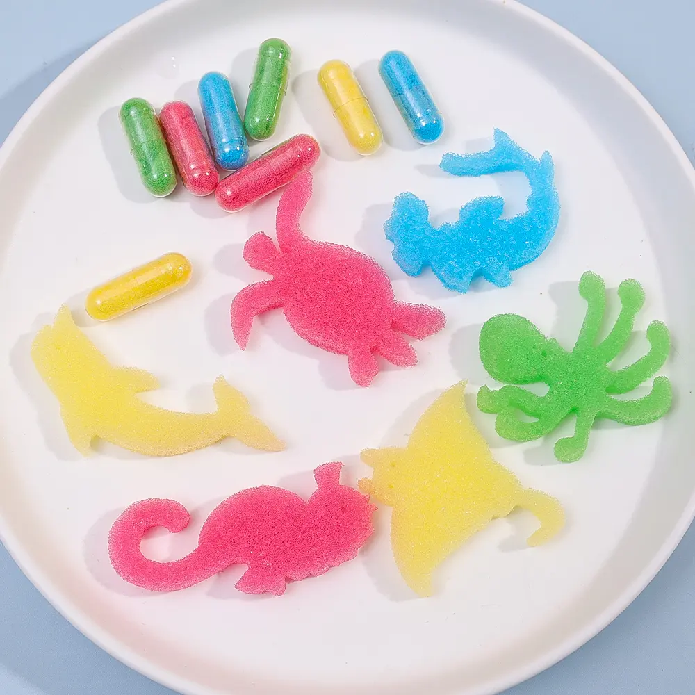 3Pcs Creative Soaking Water Expands To Large Sponge Capsule Toys Dinosaur Sea Animal Shape Kids Bath Swimming Puzzle Toys