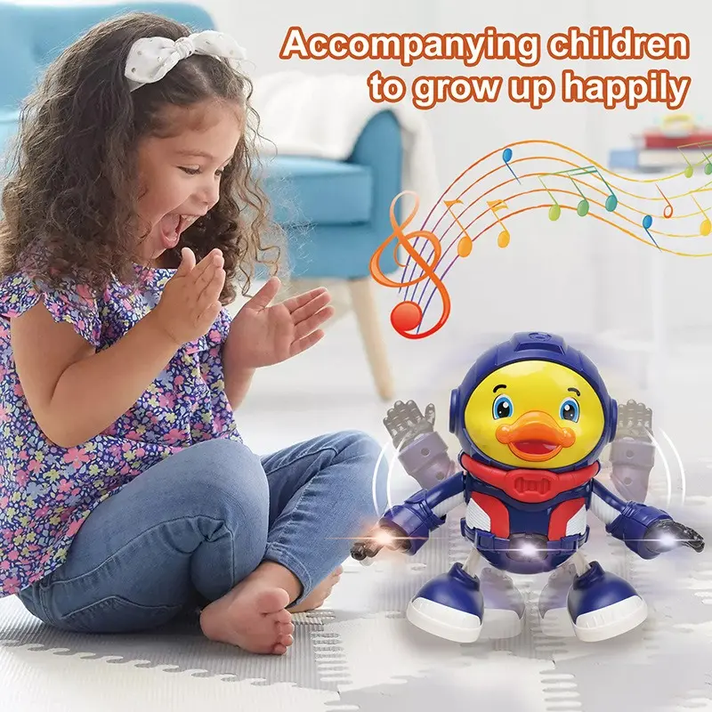 Children's Electric Dance Space Duck Music Light Swinging Dance Little Cute Duck Astronaut Electric Doll Early Education Toy