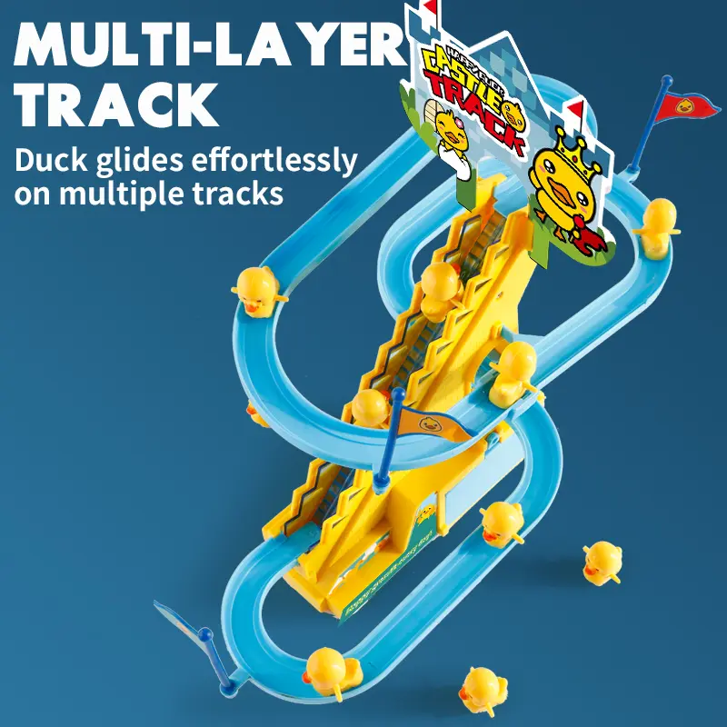 Little Duck Climbing Stairs, Cute Baby Electric Singing Toy, Kids Interactive Early Education Animal Duck Slide Holiday Gift