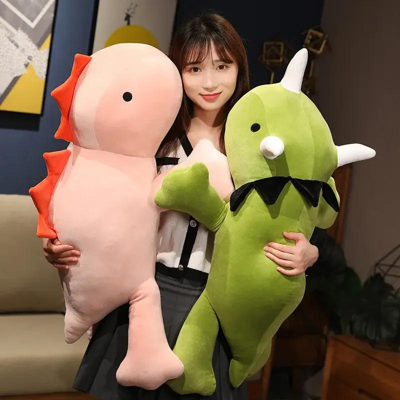 Soft Weighted Dino Plush Toy Stuffed Animal Toys Cute Green Pink Dinosaur Pillow for Sleeping Comfort Girls Boys Birthday Gift