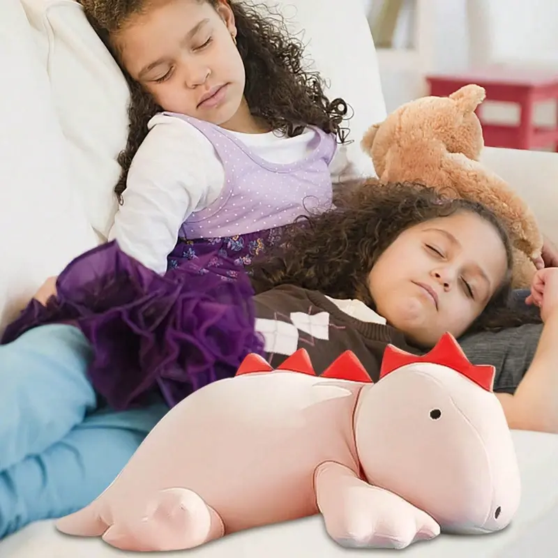 Soft Weighted Dino Plush Toy Stuffed Animal Toys Cute Green Pink Dinosaur Pillow for Sleeping Comfort Girls Boys Birthday Gift