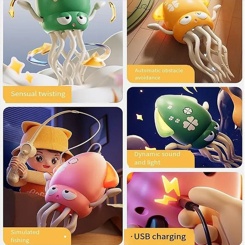 Electric Dancing Octopus Toy Automatic Swing Crawling Dancing Automatic Obstacle Avoidance Octopus Sensor Toy with LED Music kid