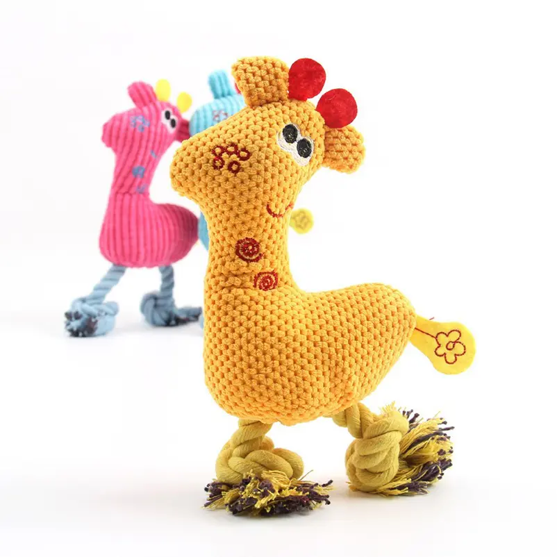 Dog toys popular pet dog voice toys creative knitted sika deer bite-resistant sound grinding plush dog toys