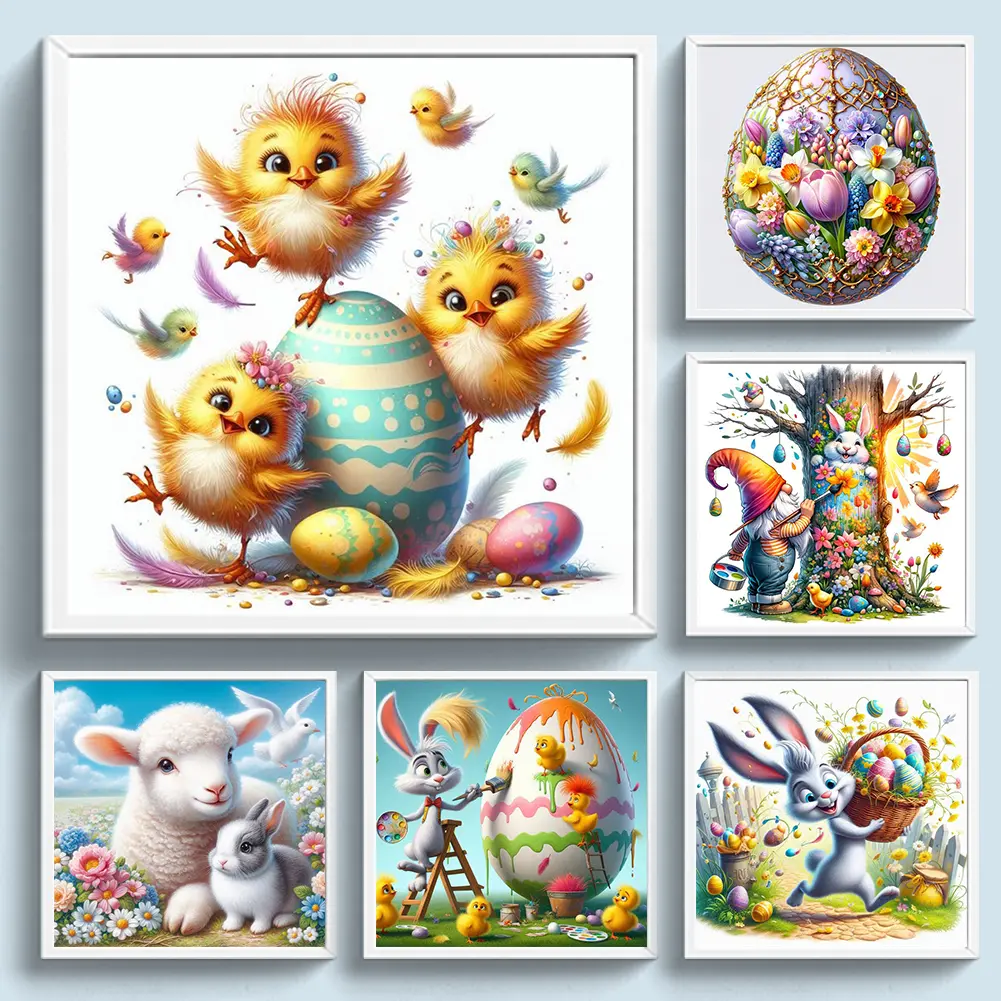 2pcs 30x30cm New Easter Kit Household Decor Art Craft 5D DIY Full Round Drill Diamond Painting Ideal Gifts for Friends Festival