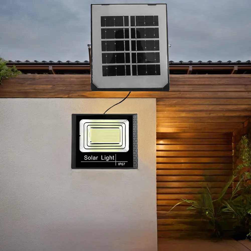 Solar Powered Wall Floodlight IP67 Waterproof Outdoor Street Light Auto-On Smart Wall Light Flood Light for Patio Path Yard