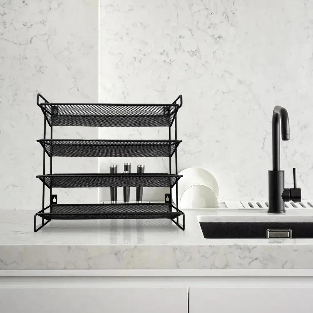 4 Tier Spice Rack Organizer Space-Saving Metal Spice Jar Organizer Kitchen Countertop Organizer for Kitchen Countertop