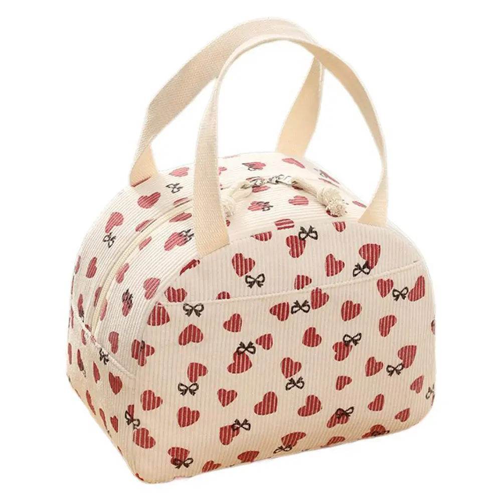 Corduroy Lunchbox Container Large Capacity Lunchbox Storage Bag Multi-Function Cute Lunch Bag for Women Girls Kids