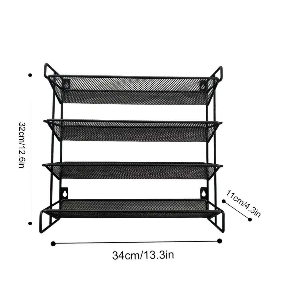 4 Tier Spice Rack Organizer Space-Saving Metal Spice Jar Organizer Kitchen Countertop Organizer for Kitchen Countertop