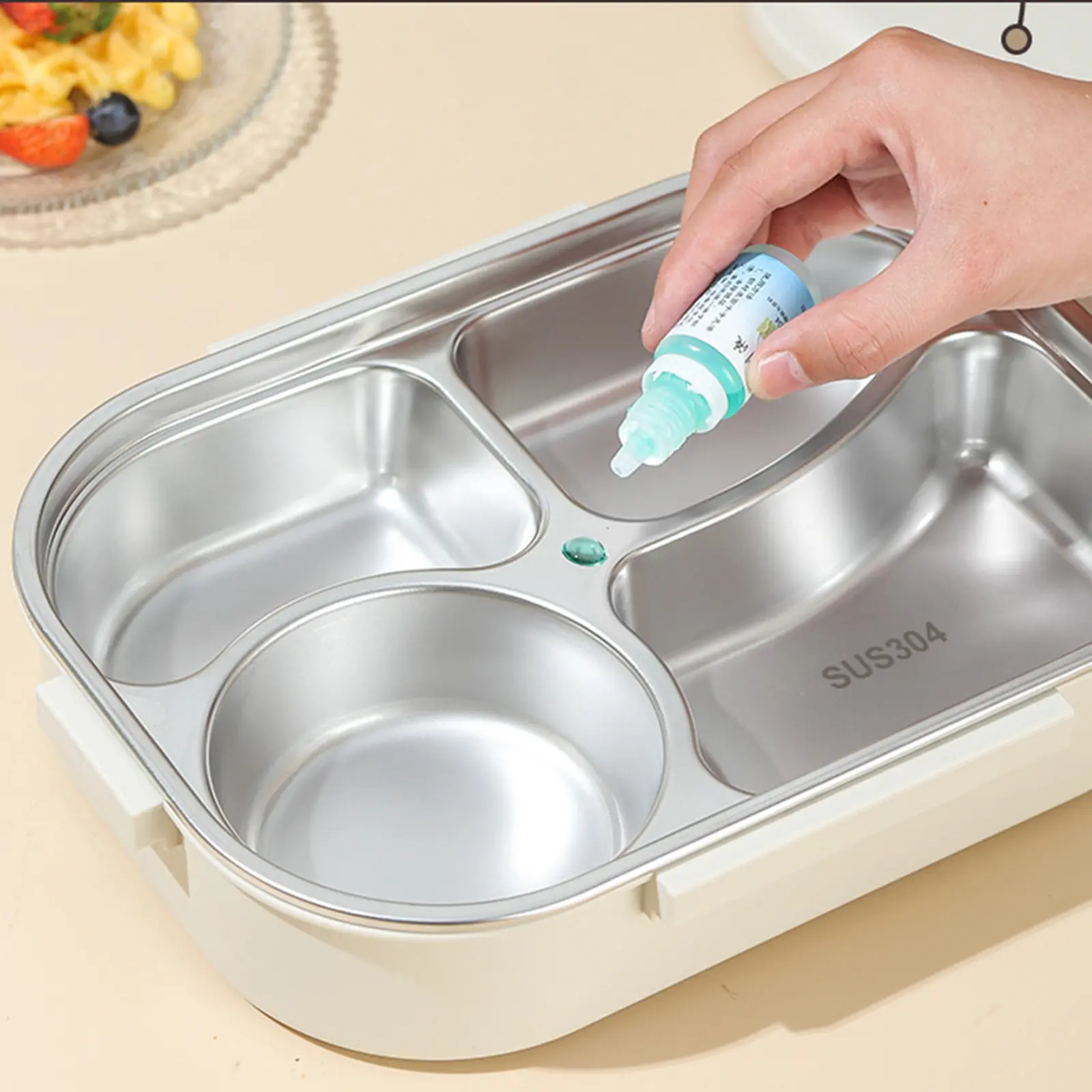 Hermetic Bento Boxes Leak-proof 4 Compartments Food Preservation Case Microwavable Kitchen Food Crisper Supplies