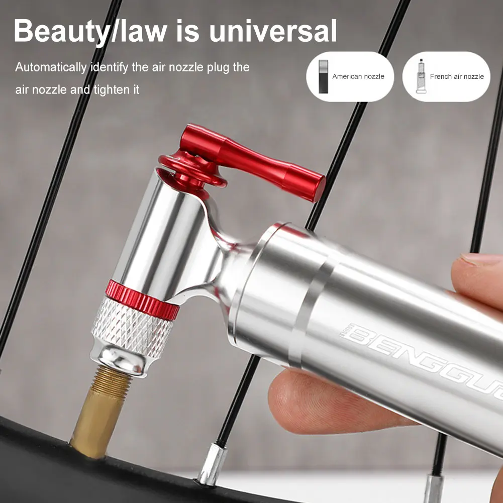 Mini CO2 Bicycle Pump Schrader & Presta Valve Portable Tire Inflator Aluminum Alloy CO2 Bike Tire Inflator Cycling Accessories