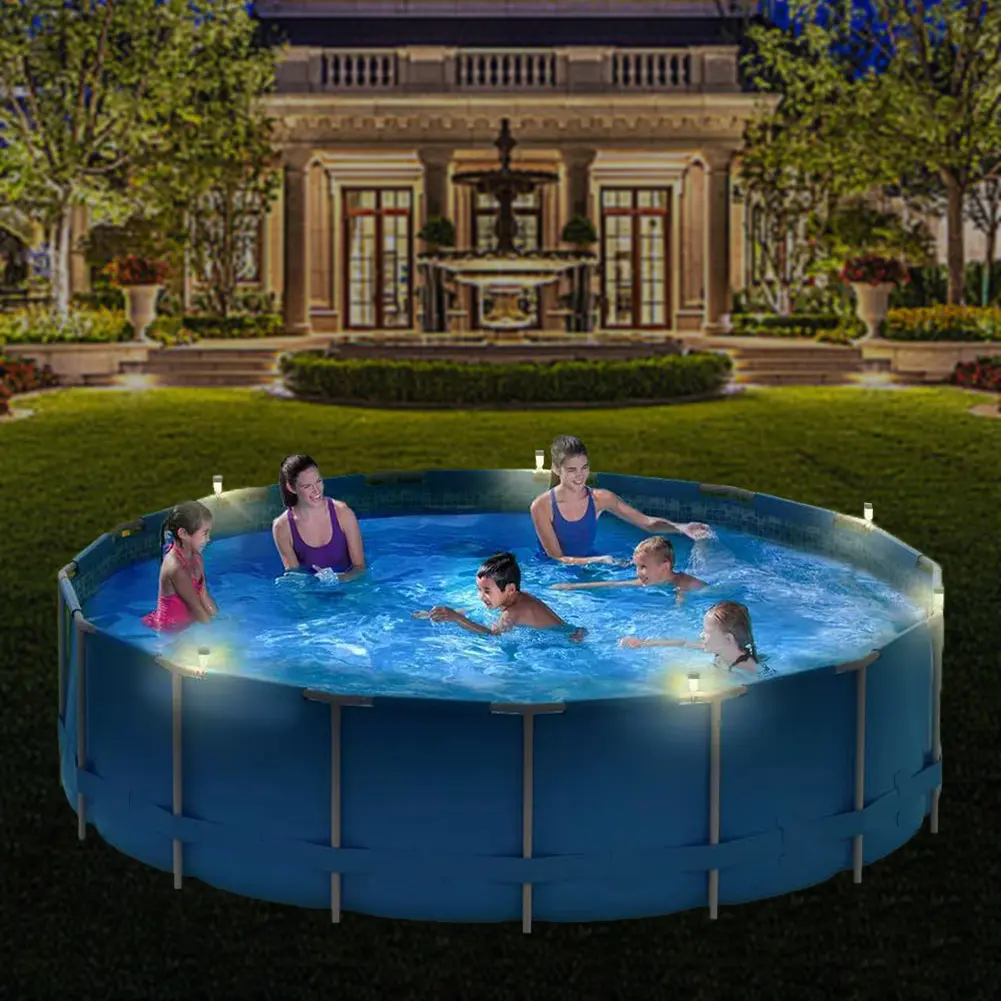 6Pcs Pool Enclosure Lighting Decor Warm Light Swimming Night Light Outdoor Pool Fence Decor Lamp for Framed Above Ground Pools