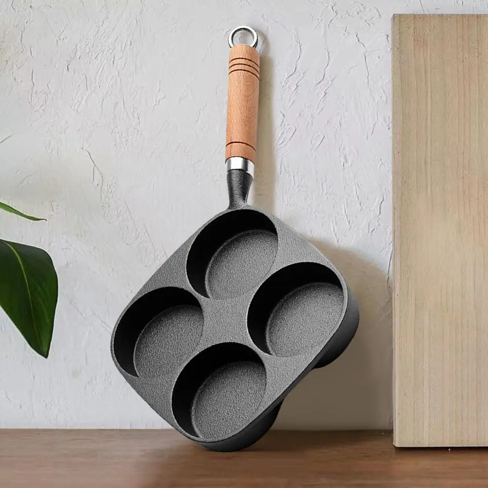 4 Hole Egg Pancake Steak Pan Non-Stick Cast Iron Omelet Pan Breakfast Egg Pan Breakfast Grill Cooking Pot Cookware Pancake Pan