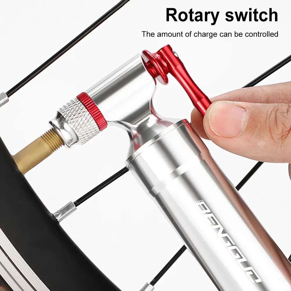 Mini CO2 Bicycle Pump Schrader & Presta Valve Portable Tire Inflator Aluminum Alloy CO2 Bike Tire Inflator Cycling Accessories