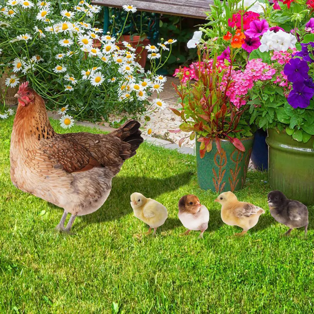 Acrylic Chicken Garden Stakes Ornaments Realistic Hen Chick Stake Sign Double-sided Printing Home Party Decor for Backyard Patio