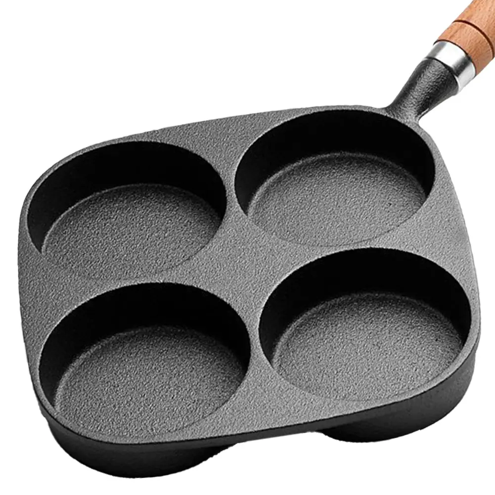 4 Hole Egg Pancake Steak Pan Non-Stick Cast Iron Omelet Pan Breakfast Egg Pan Breakfast Grill Cooking Pot Cookware Pancake Pan