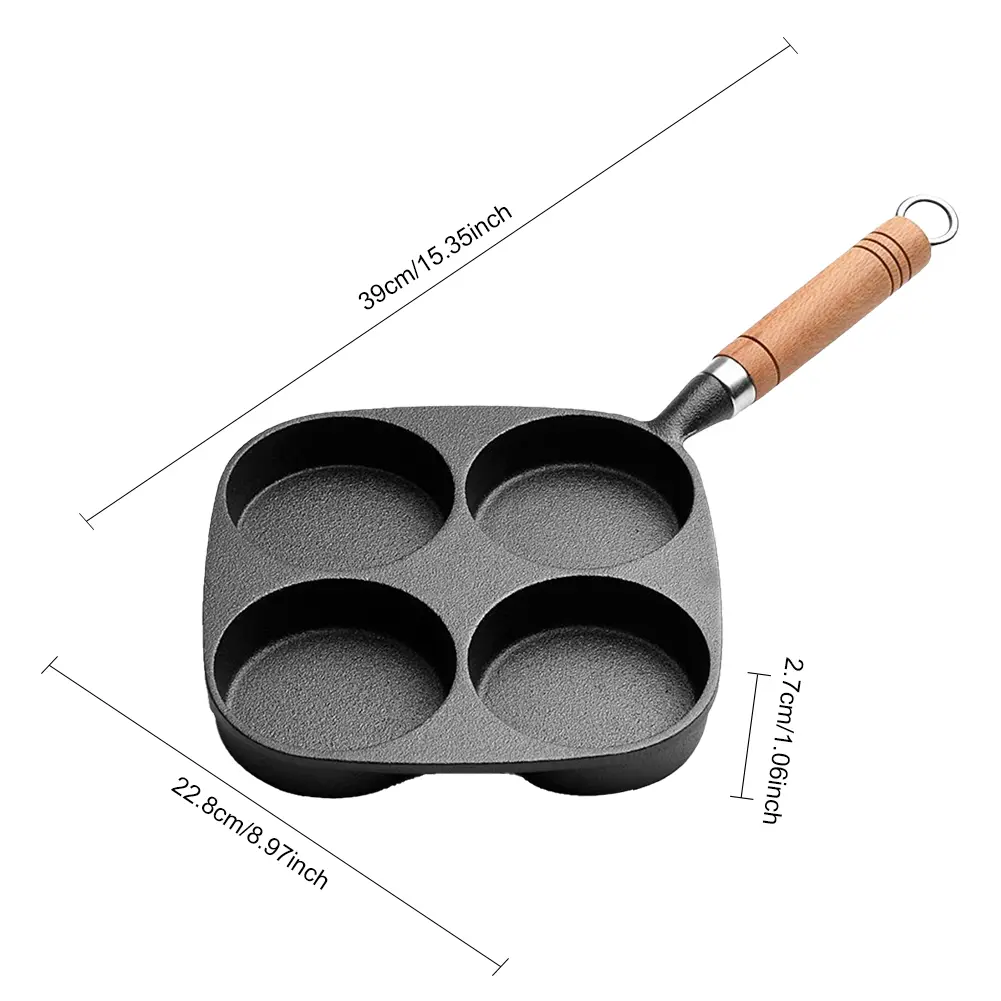 4 Hole Egg Pancake Steak Pan Non-Stick Cast Iron Omelet Pan Breakfast Egg Pan Breakfast Grill Cooking Pot Cookware Pancake Pan