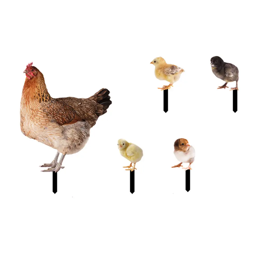 Acrylic Chicken Garden Stakes Ornaments Realistic Hen Chick Stake Sign Double-sided Printing Home Party Decor for Backyard Patio