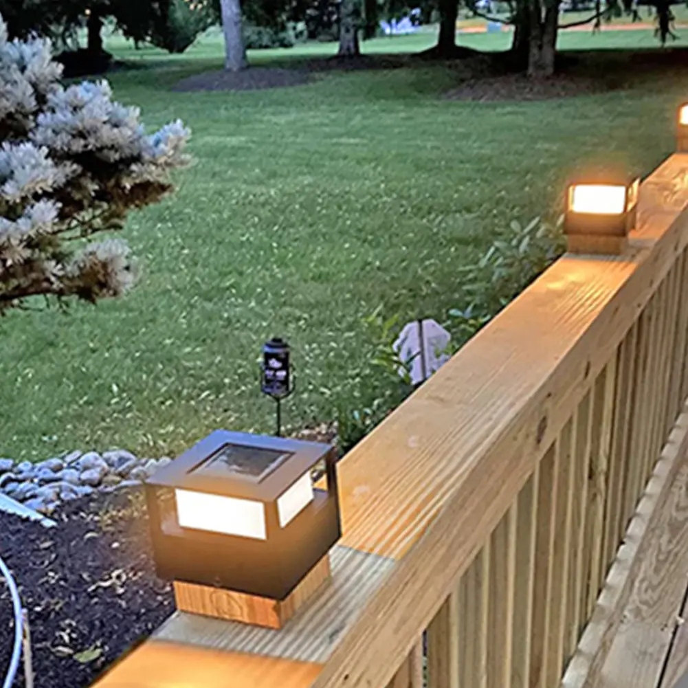 LED Solar Column Light Post Deck Lamp Outdoor Waterproof Villa Garden Decor Solar Powered Outdoor Lighting Fixture