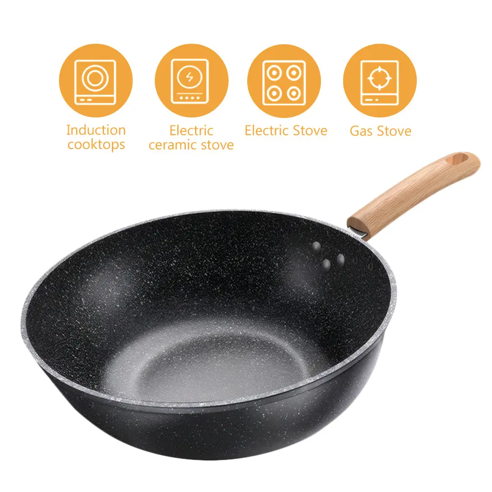 28/30/32/34cm Frying Pan Nonstick Omelette Skillet Maifan Stone Saute Pan Chef Pan Cooking Pan Induction Compatible