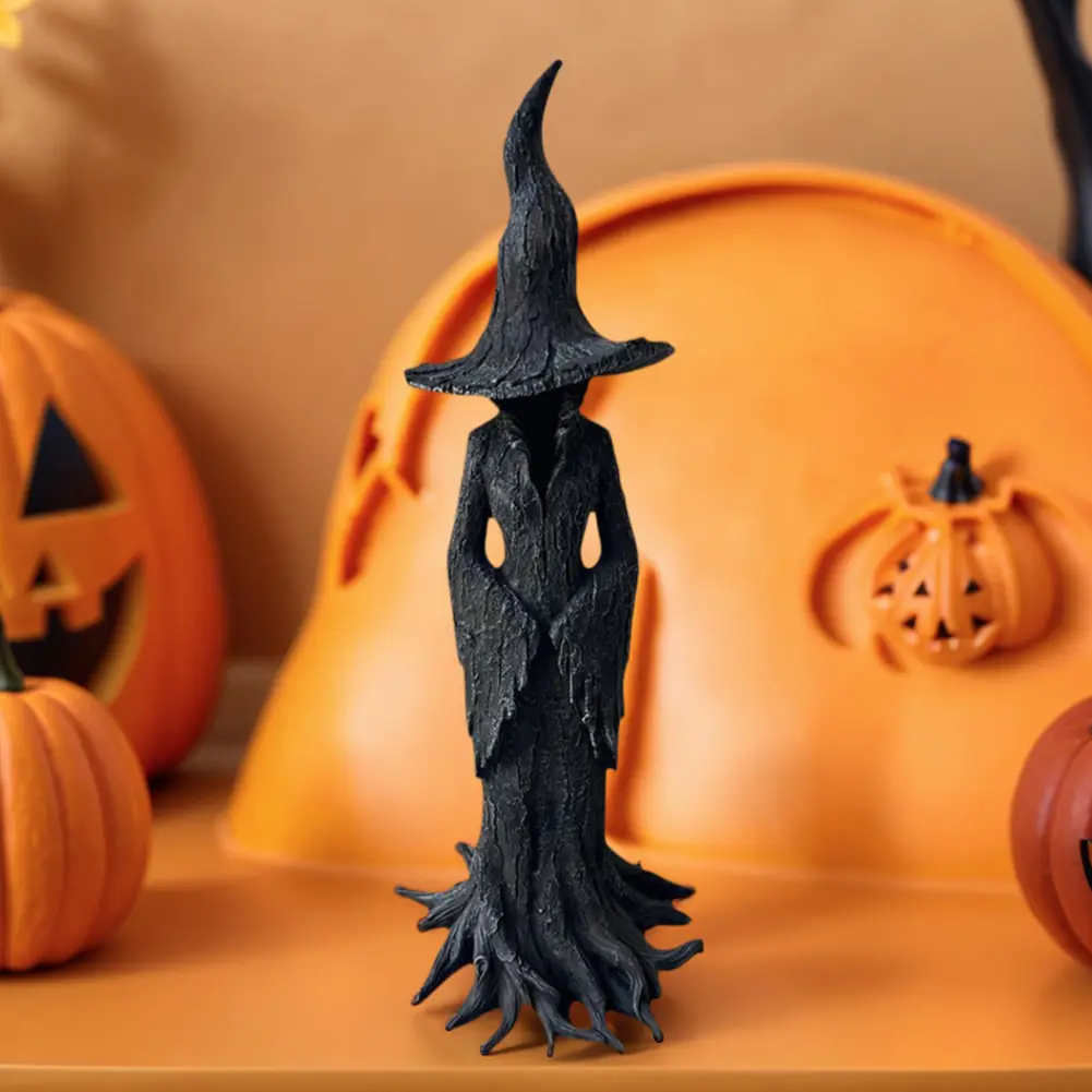 Halloween Witch Statue Resin Witch Figurine Sculpture Halloween Spooky Decor Props Halloween Fireplace Bookshelf Ornament Gifts
