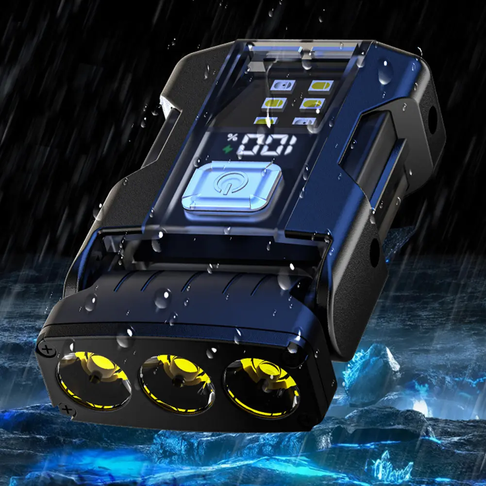 COB+SMD LED Super Bright Flashlight Rotatable Powerful Work Light 550LM Pocket Hat Clip Light 800mAh for Camping Fishing Walking