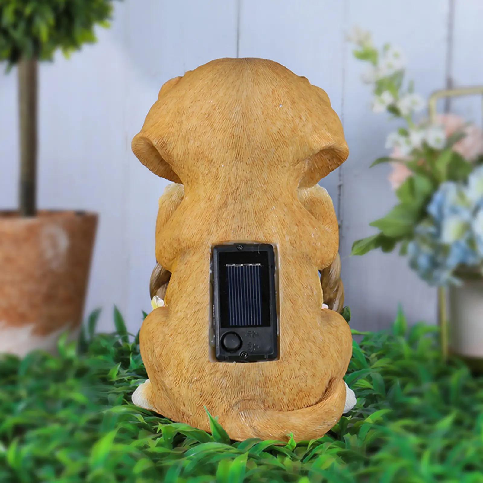 Solar Puppy Statue Light Puppy Garden Sculpture Waterproof Cute Yard Ornaments Creative for Home Patio Yard Lawn
