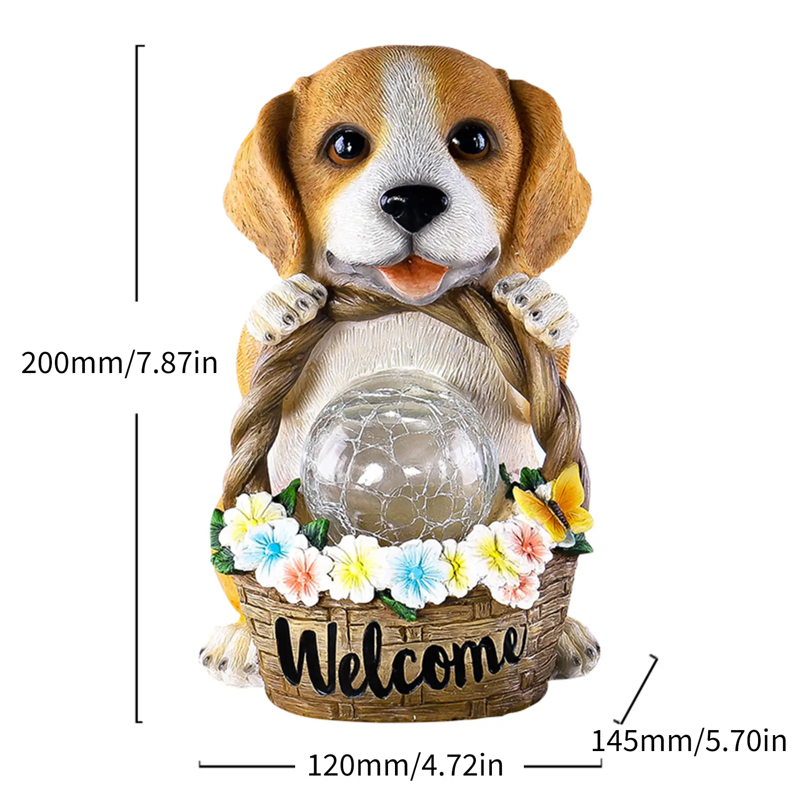 Solar Puppy Statue Light Puppy Garden Sculpture Waterproof Cute Yard Ornaments Creative for Home Patio Yard Lawn