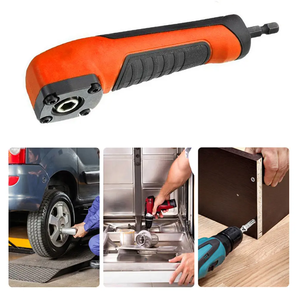 90 Degree Right Angle Extension Driver Drilling Shank Screwdriver 1/4 inch Hex Wrench Drill Bit Magnetic Socket Holder