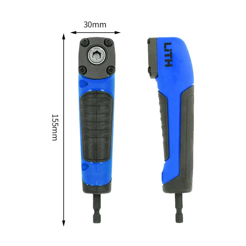 90 Degree Right Angle Extension Driver Drilling Shank Screwdriver 1/4 inch Hex Wrench Drill Bit Magnetic Socket Holder