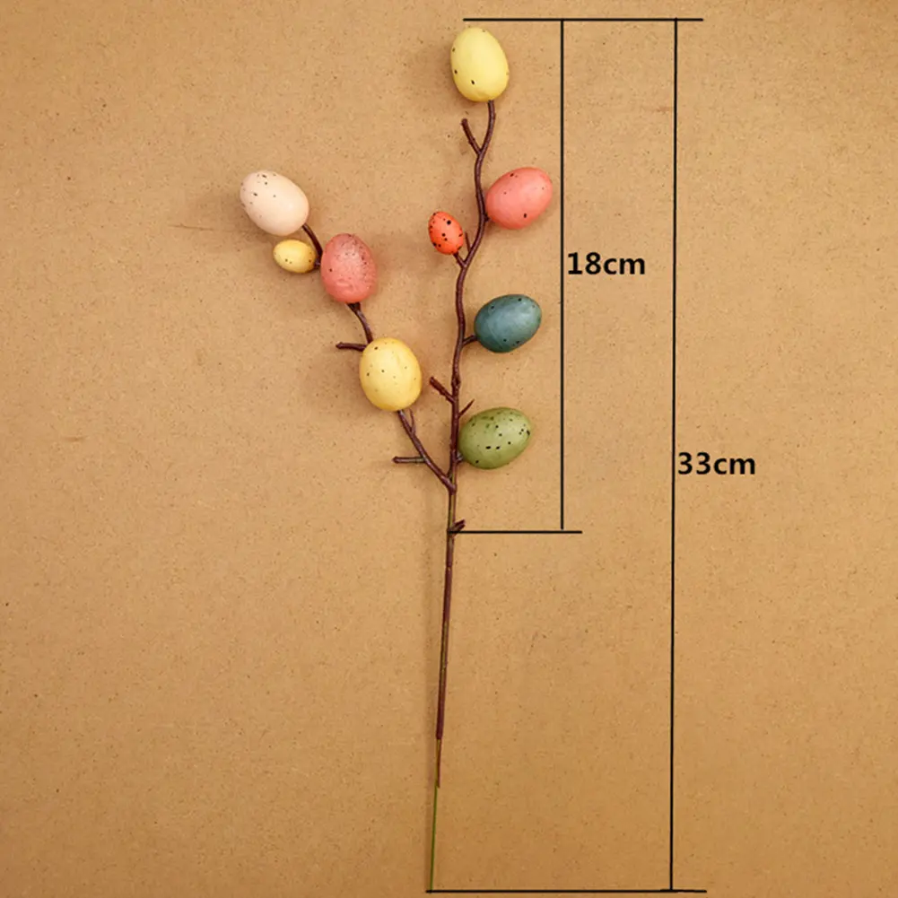 2PCS Easter Egg Tree Branch Artificial Easter Egg Twig Colorful Easter Egg Stem Easter Decoration Festival Party Home Vase Decor
