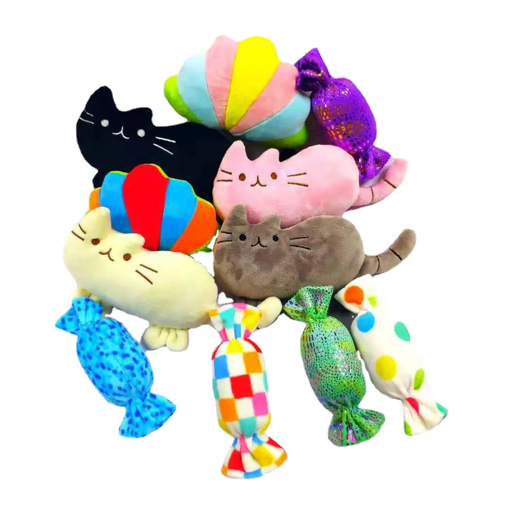 Cute Candy Pet Dog Plush Toy Squeaker Cat Chew Toys for Small Dog Training Squeeze Bite Resistant Sound Soft Shell
