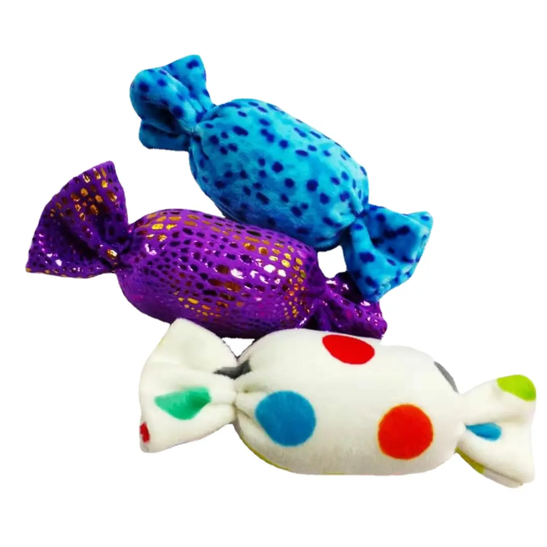 Cute Candy Pet Dog Plush Toy Squeaker Cat Chew Toys for Small Dog Training Squeeze Bite Resistant Sound Soft Shell