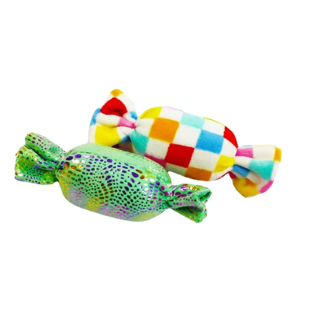 Cute Candy Pet Dog Plush Toy Squeaker Cat Chew Toys for Small Dog Training Squeeze Bite Resistant Sound Soft Shell