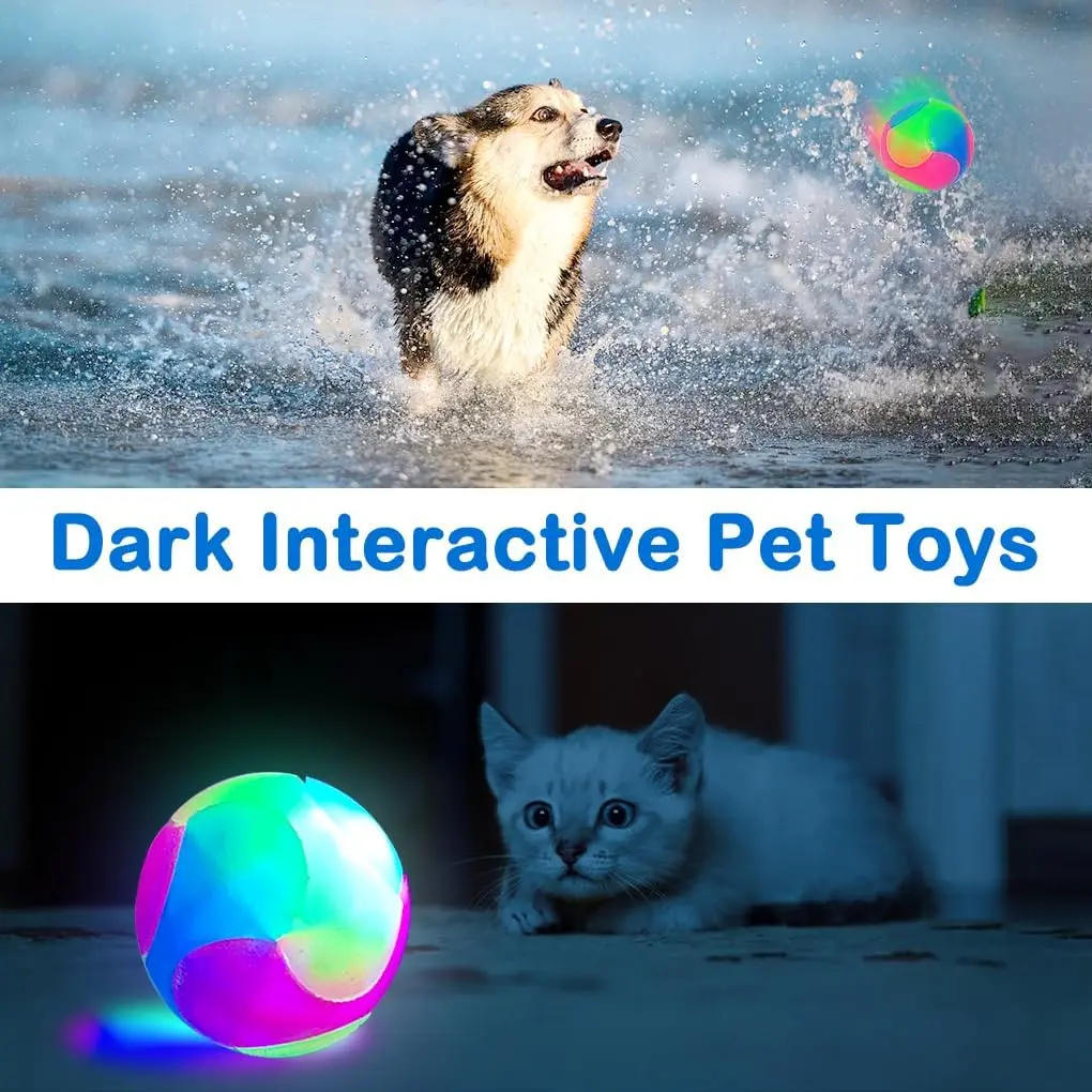 LED Glowing Ball for Dogs, Flashing Glow in the Dark, Elastic Ball Toy, Interactive Toys for Puppy, Chewing Molar Balls