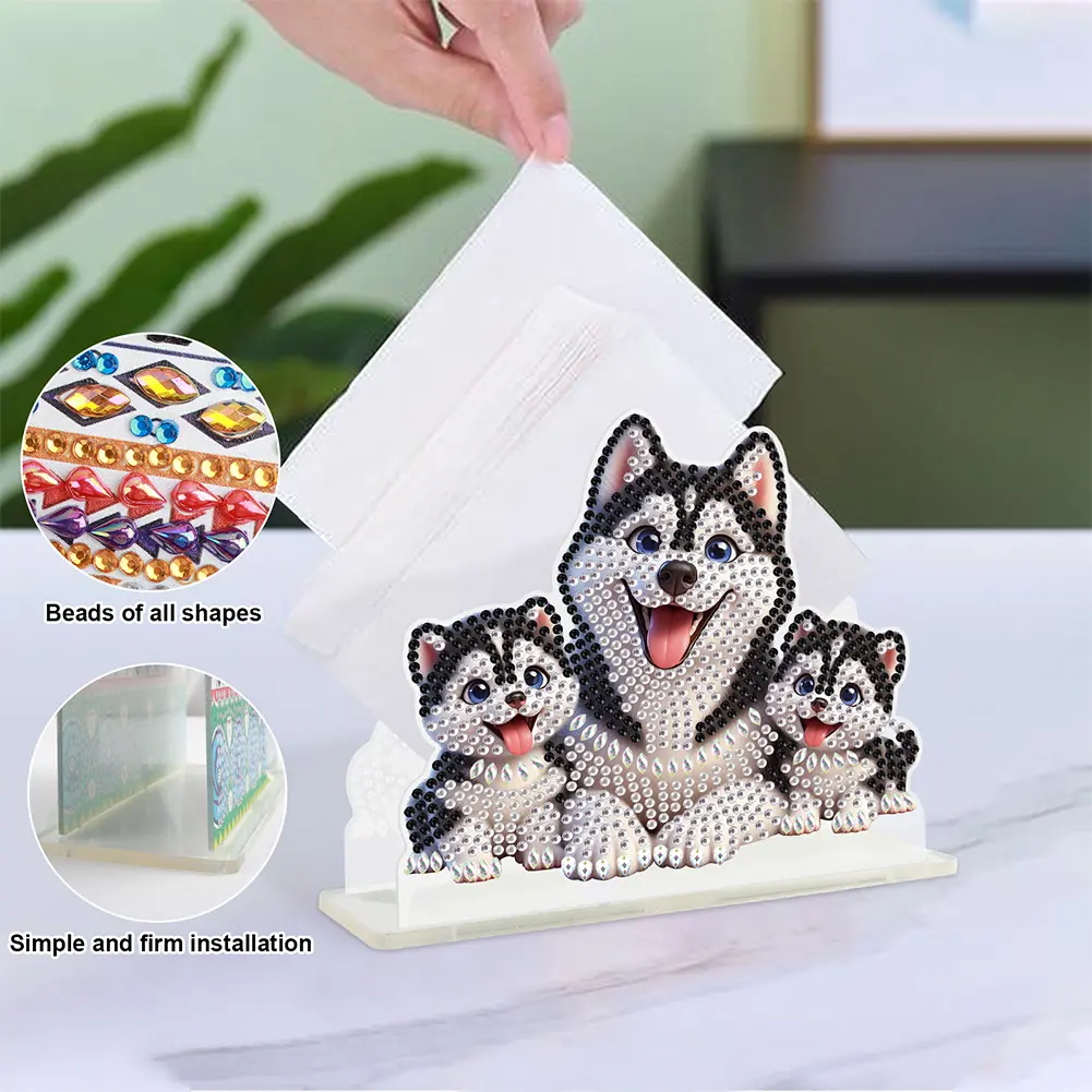 Acrylic Animals Desktop Diamond Art Storage Rack Kits 5D DIY Diamond Art Paper Towel Storage Rack Decor Home Bedroom Decoration